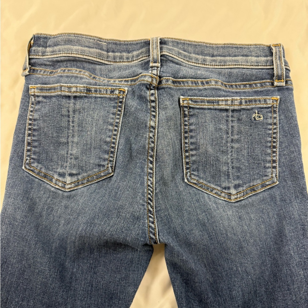 rag & bone Low Rise Ankle Skinny Jeans 27 Medium Wash Frayed Hem - Picture 9 of 13